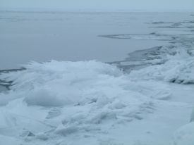 Lake Superior in winter, as seen from Duluth in December, 2004.