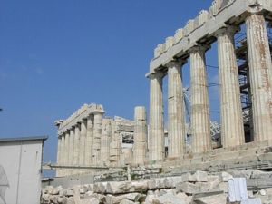 The southern side of the Parthenon, which sustained considerable damage in the 1687 explosion