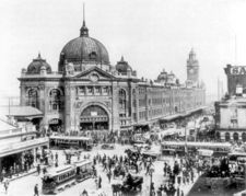 Flinders Street Station, intersection of Swanston and Flinders Streets, 1927.