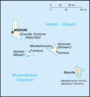 Map of the Comoros with Mayotte