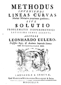 The cover page of Euler's Methodus inveniendi lineas curvas.