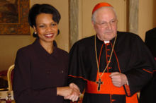 Rice meets with Cardinal Angelo Sodano during an international trip.