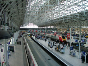 A view from inside Manchester's busiest railway station, Piccadilly.