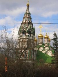 The Church of St. Nicholas in Khamovniki, of which Tolstoy was a parishioner before his excommunication.