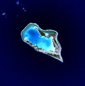 USGS Landsat 7 ETM+ satellite image of Wake Island.