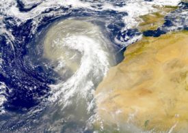 Satellite image of a dust plume off the coast of Morocco