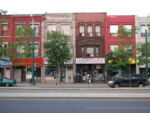 Row of buildings along a downtown section of Spadina Avenue.