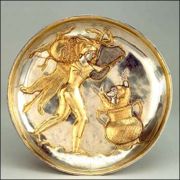 Sassanid silver-gilt plate, 5th–7th century.