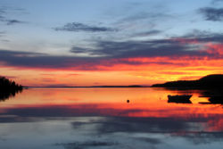 Päijänne lake and white nights in Finland.