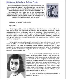 Extract from The Diary of Anne Frank in Ido from the journal Adavane!, published by the Spanish Ido Society.