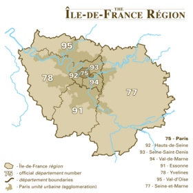 The eight départements of the Île-de-France région