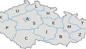 Map of the Czech Republic with regions