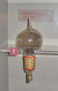 Thomas Edison's first light bulb used to demonstrate his invention at Menlo Park.