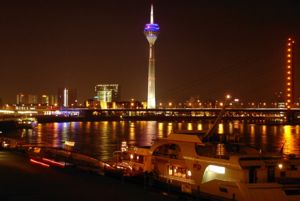 Düsseldorf at night.