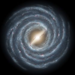 NASA artist's conception of the Milky Way Galaxy, viewed along its axis.