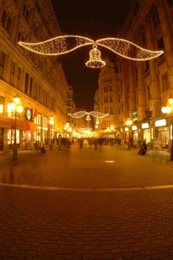 Váci Street (The main shopping street) in Christmas decoration