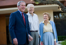 President George W. Bush with former President Ford and his wife Betty on April 23, 2006; this is the last known public photo of Gerald Ford