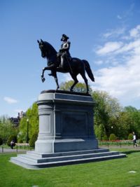 Equestrian statue of George Washington in Boston Public Garden.