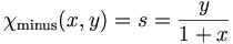 \chi_{\mathrm{minus}}(x,y) = s = {y\over{1+x}}