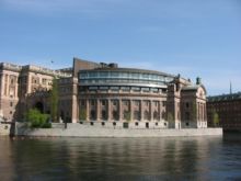 Riksdag building, Stockholm .