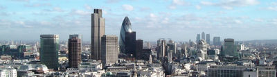 Part of the London skyline viewed from St Paul's Cathedral.