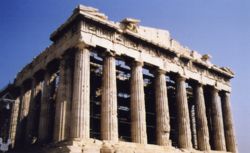 The western side of the Parthenon on the Acropolis of Athens.