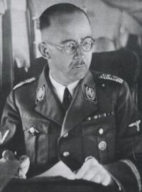 Heinrich Himmler in 1945. It is obvious, argues Yehuda Bauer, that Adolf Eichmann was Himmler's reluctant messenger during the meetings with Brand.