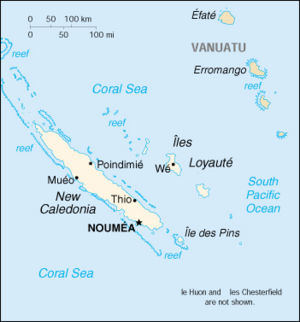 New Caledonia map from CIA World Factbook