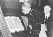 Pacelli examines a Gutenberg Bible at the Library of Congress