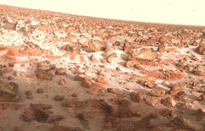 Surface of Mars as photographed by the Viking 2 lander December 9, 1977.