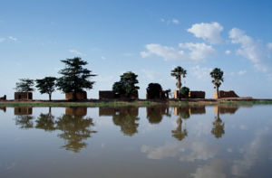 Mud houses on the center island at Lake Debo, a wide section of the Niger River 