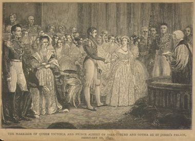 Engraving of the marriage of Queen Victoria and Prince Albert