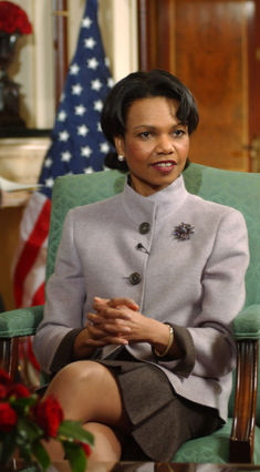 Condoleezza Rice during a 2005 interview on ITV in London