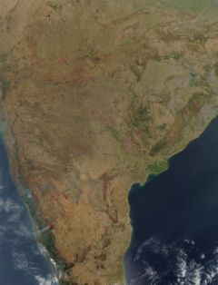 Satellite image of the Deccan region of southern India