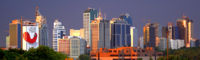 Skyline of Maslak financial district at sunset