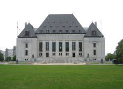 The building of the Supreme Court of Canada, the chief authority on the interpretation of the Charter