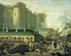 Storming of the Bastille by a Parisian mob on July 14, 1789