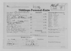 Camp file of a Polish political prisoner No. 382, Jerzy Kaźmirkiewicz