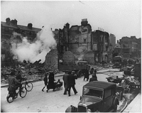 A London street hit during the Blitz of World War II