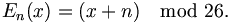 E_n(x) = (x + n) \mod {26}.