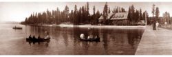 Lake Tahoe and hotels, 1908.