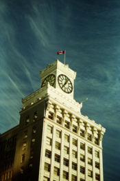 Clocktower of the Vancouver Block on Granville Street.