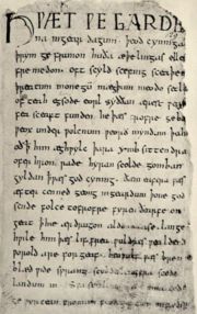 The Old English epic poem Beowulf is written in alliterative verse.