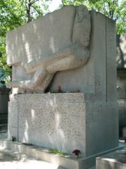 Wilde's tomb, sculpted by Sir Jacob Epstein, in Père Lachaise Cemetery in Paris