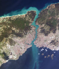 Satellite photo over Istanbul and the Bosphorus