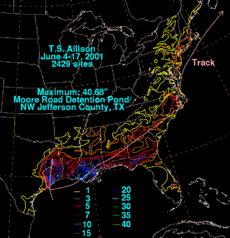 Rainfall totals from Allison