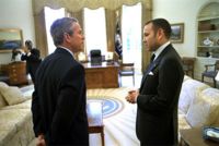 King Mohammed VI with George W. Bush at the Oval Office in April 2002