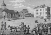 Central Helsinki in 1820 before rebuilding. Drawing by Carl Ludvig Engel.