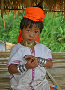 A girl from the Padaung minority, one of the many ethnic groups that make up Myanmar's population.