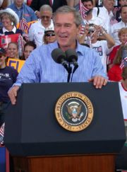 George W. Bush speaks at a campaign rally in 2004.